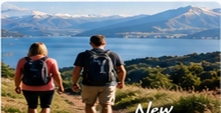 Couple hiking together in New Zealand